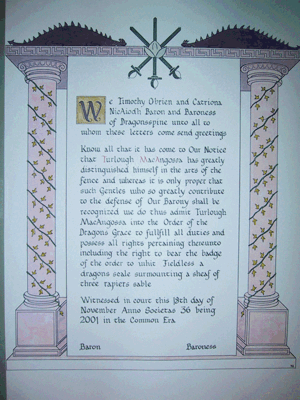 Dragon's Grace for Turlough MacAngossa