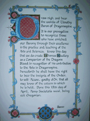 Dragon's Blood for Thomas Dudley