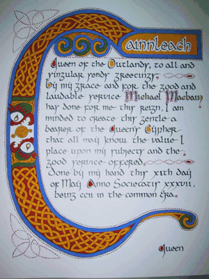Queen's Cypher for Michael MacBain