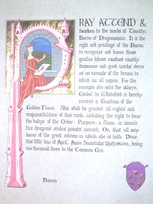 Guardian of the Golden Flame for Esabel de Whiteford